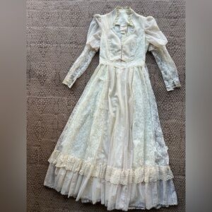 Gunne Sax Vintage 1970s Wedding Dress Prairie Renaissance Romantic Bridal SZ 11